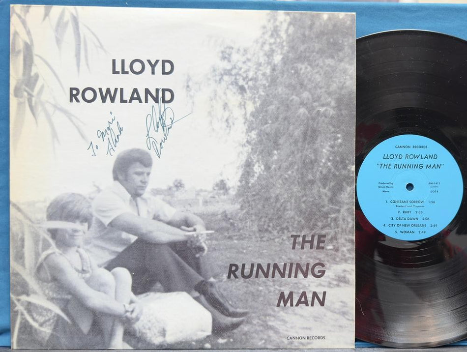 LLOYD ROWLAND THE RUNNING MAN~RARE SIGNED NM PRIVATE LABEL COUNTRY LP on CANNON