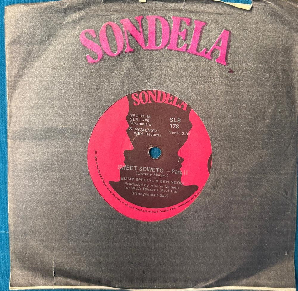 SO AFRICA 45~LEMMY SPECIAL w/BEN NKOSI~SWEET SOWETO~1976 SONDELA~JIVE JAZZ~HEAR