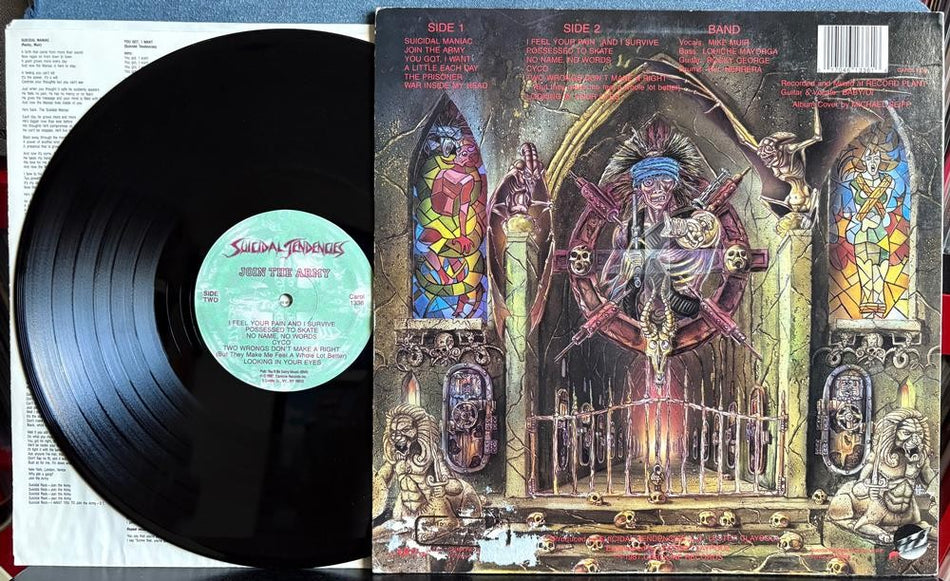 SUICIDAL TENDENCIES JOIN THE ARMY~ORG 1987 PROMO COPY LP w/INNER SLV~QUIEX VINYL