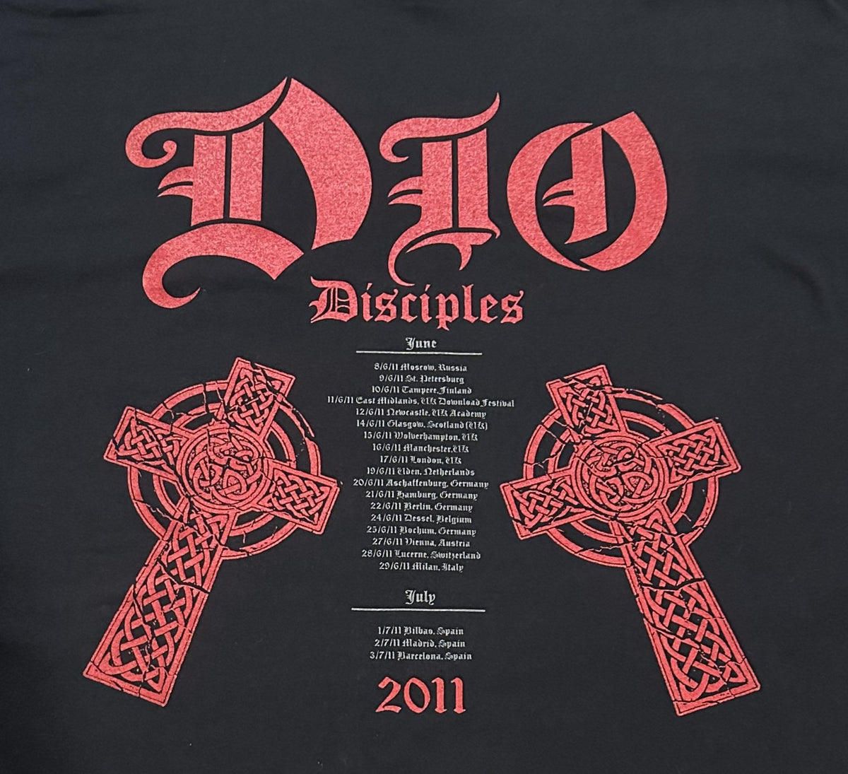 DIO DISCIPLES CONCERT T-SHIRT~2011 INTERNATIONAL TOUR~XL~BLACK~EXC COND~RARE