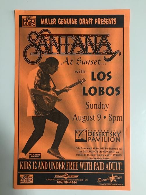 SANTANA~LOS LOBOS~NM- ORIG 1998 CONCERT FLYER HANDBILL~DESERT SKY PHOENIX AZ