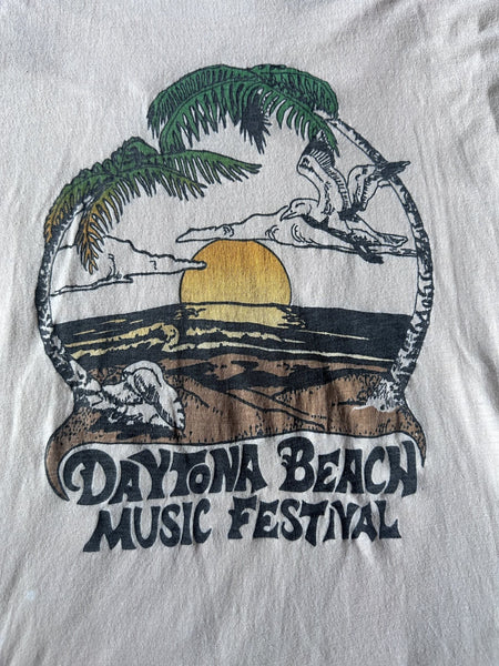 VINTAGE 1970s DAYTONA BEACH MUSIC FESTIVAL~SINGLE STITCH~SMALL~PINK/SALMON~RARE