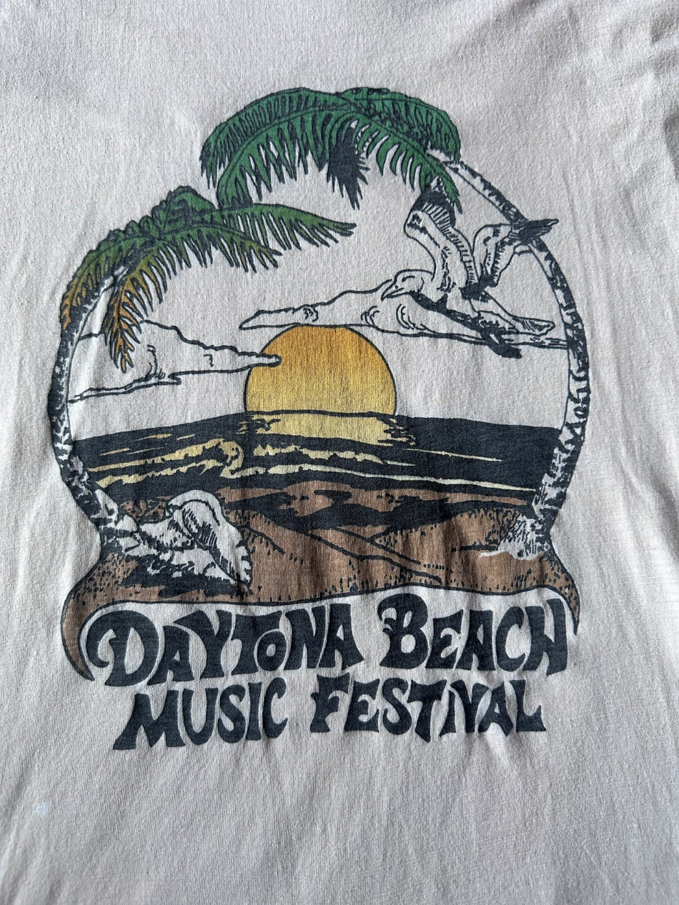 VINTAGE 1970s DAYTONA BEACH MUSIC FESTIVAL~SINGLE STITCH~SMALL~PINK/SALMON~RARE