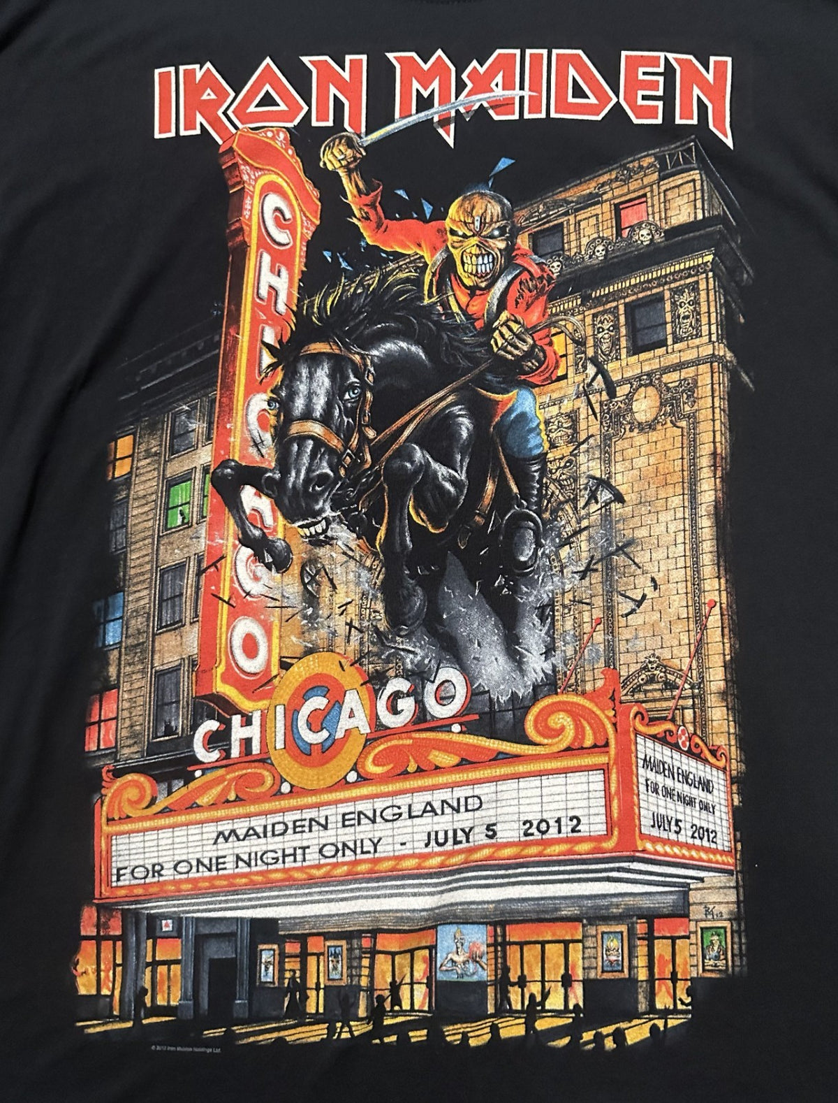 IRON MAIDEN CONCERT T-SHIRT~CHICAGO~2012 TOUR~XL~BLACK~ORIGINAL~RARE~VINTAGE
