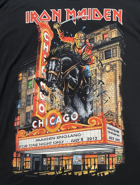 IRON MAIDEN CONCERT T-SHIRT~CHICAGO~2012 TOUR~XL~BLACK~ORIGINAL~RARE~VINTAGE
