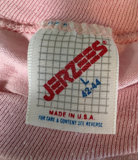 1988 SHELBYVILLE PARKS & REC BIATHLON 88 T-SHIRT~SNGL STITCH~JERZEES LRG~PINK