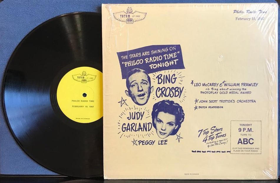 BING CROSBY PHILCO RADIO TIME OCT 16, 1946~FEB 19, 1947~TOTEM LP~SHRINK~BOB HOPE