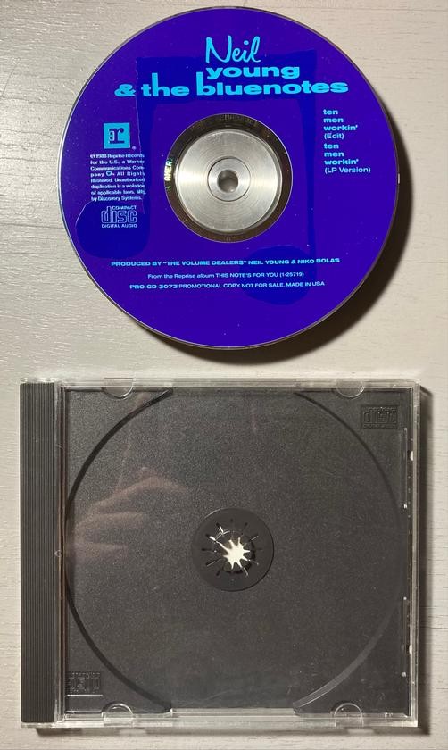 NEIL YOUNG +BLUENOTES~TEN MEN WORKIN~NM 1988 REPRISE PROMO CD SINGLE~PRO-CD-3073