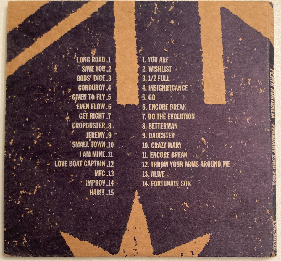 PEARL JAM PERTH AUSTRALIA FEB. 23, 2003 2CD SET~EXCELLENT COND.~VEDDER~GRUNGE
