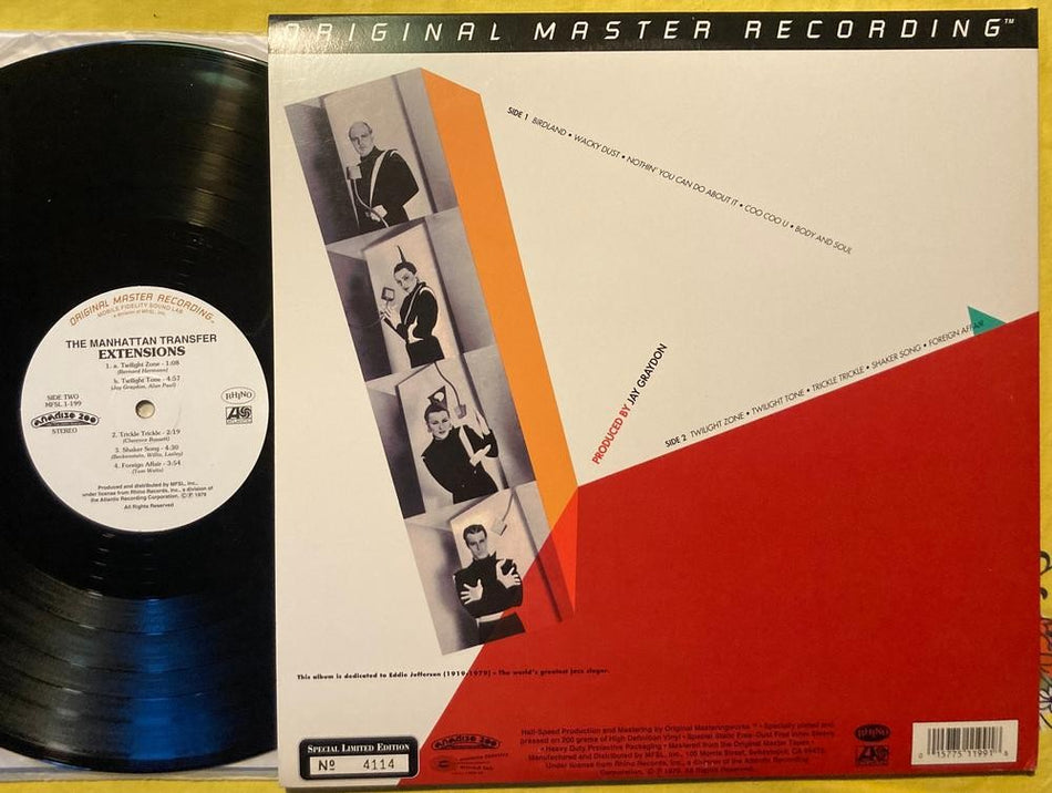 MANHATTAN TRANSFER EXTENSIONS~NM LE ANADISQ 200 MFSL AUDIOPHILE LP~LOW #4114