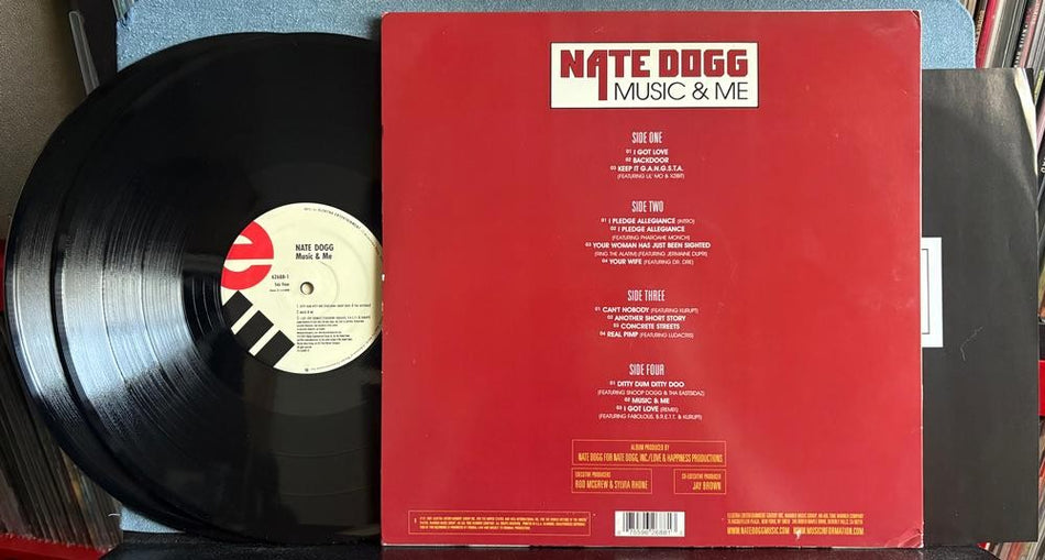 NATE DOGG MUSIC AND ME~ORG 2001 ELEKTRA 2-LP w/INSERT SHEET~HYPE STICKER~HIP HOP