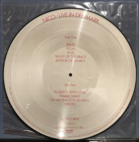 NICO LIVE IN DENMARK~NM- 1983 VU UK PICTURE DISC LP~NEW WAVE~VELVET UNDERGROUND