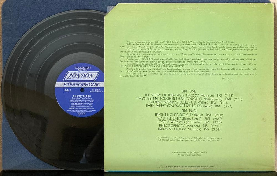 THE STORY OF THEM~VAN MORRISON~VG++ ORIG 1977 LONDON 1st PRESS LP~STERLING SOUND