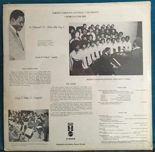 NORTH CAROLINA CENTRAL UNIVERSITY CHOIR~MEMORIAM TO DR KING~SEALED '70 GOSPEL LP