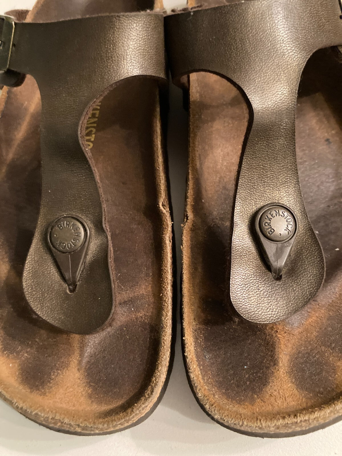 Birkenstock Gizeh Golden Brown Regular Sandals~Size 38~Excellent Condition