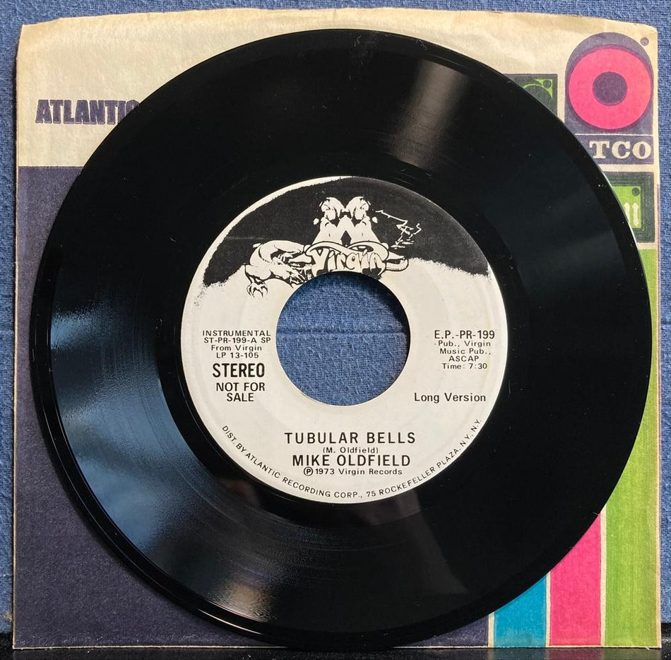 MILE OLDFIELD TUBULAR BELLS LONG/SHORT~NM '73 VIRGIN WHITE LBL PROMO 7-INCH SNGL