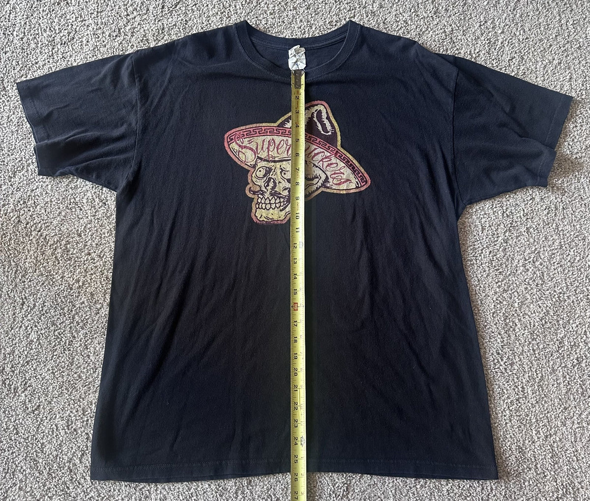 THE SUPERSUCKERS T-SHIRT~SOMBRERO SKULL PRINT~XL~ANVIL TAG~BLACK~EXC COND~RARE
