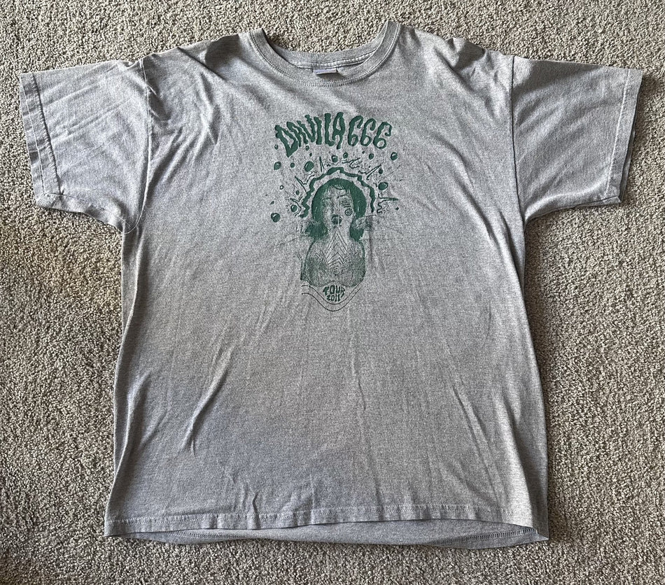 DÁVILA 666 T-SHIRT~2011 TOUR~XL~GILDAN~GREY~EXC COND~METAL~VERY RARE