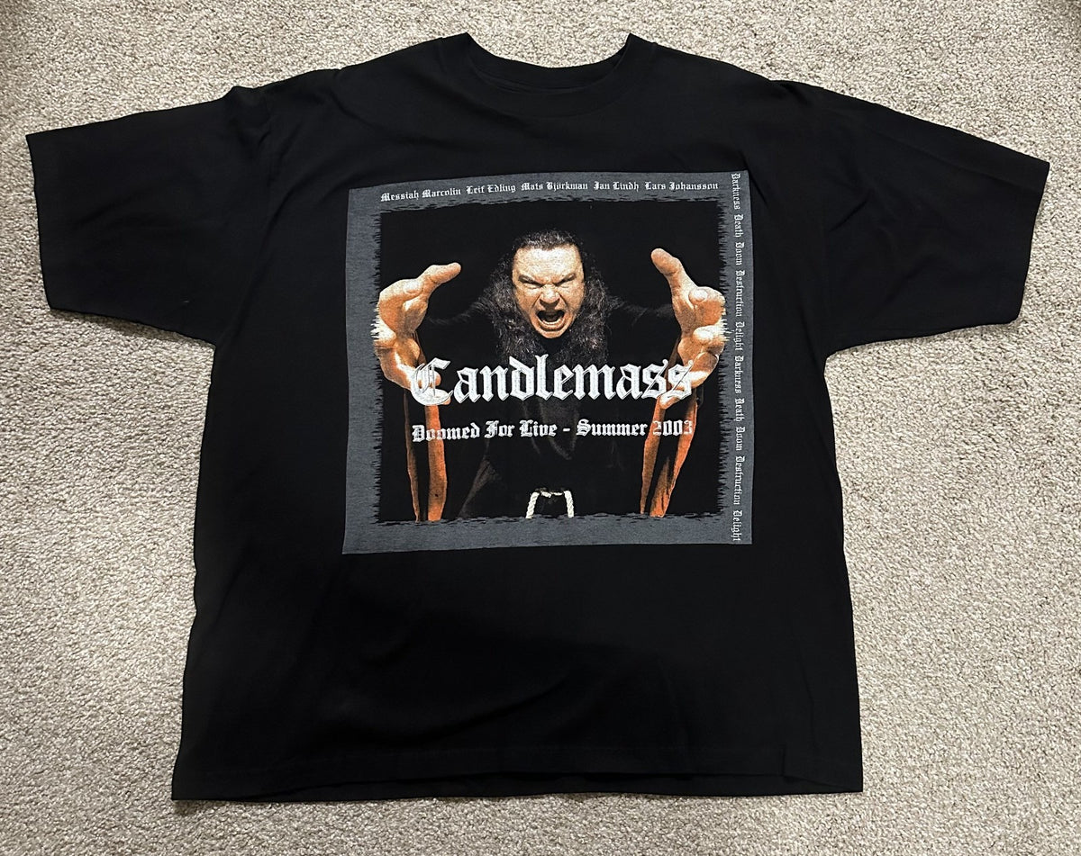 CANDLEMASS CONCERT T-SHIRT~DOOMED FOR LIVE TOUR~SUMMER 2003~XL~BLACK~EXC COND