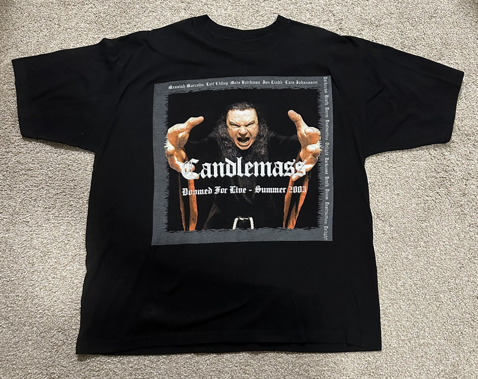 CANDLEMASS CONCERT T-SHIRT~DOOMED FOR LIVE TOUR~SUMMER 2003~XL~BLACK~EXC COND