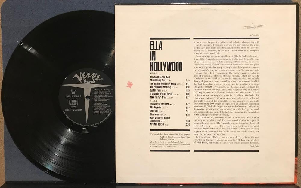 ELLE FITZGERALD IN HOLLYWOOD~VG++ 1961 VERVE TRIDENT T LABEL STEREO 1st PRESS LP