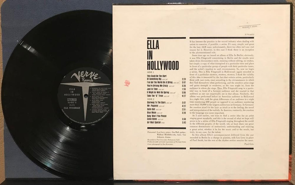 ELLE FITZGERALD IN HOLLYWOOD~VG++ 1961 VERVE TRIDENT T LABEL STEREO 1st PRESS LP