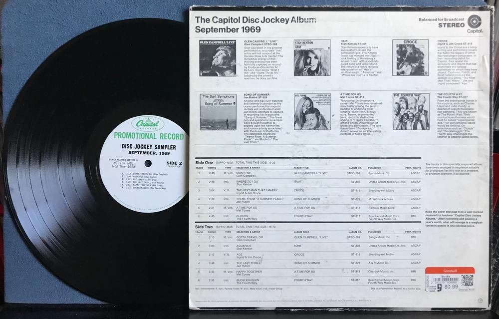 CAPITOL DISC JOCKEY ALBUM SEPTEMBER 1969~WHITE LBL PROMO PUZZLE COVER~CHEESECAKE