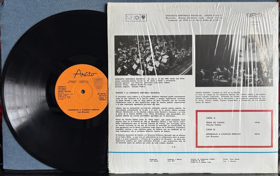 IRAKERE ORQUESTA SINFÓNICA NACIONAL~ORIG 1990 AREITO CUBA LP w/SHRINK~LATIN JAZZ