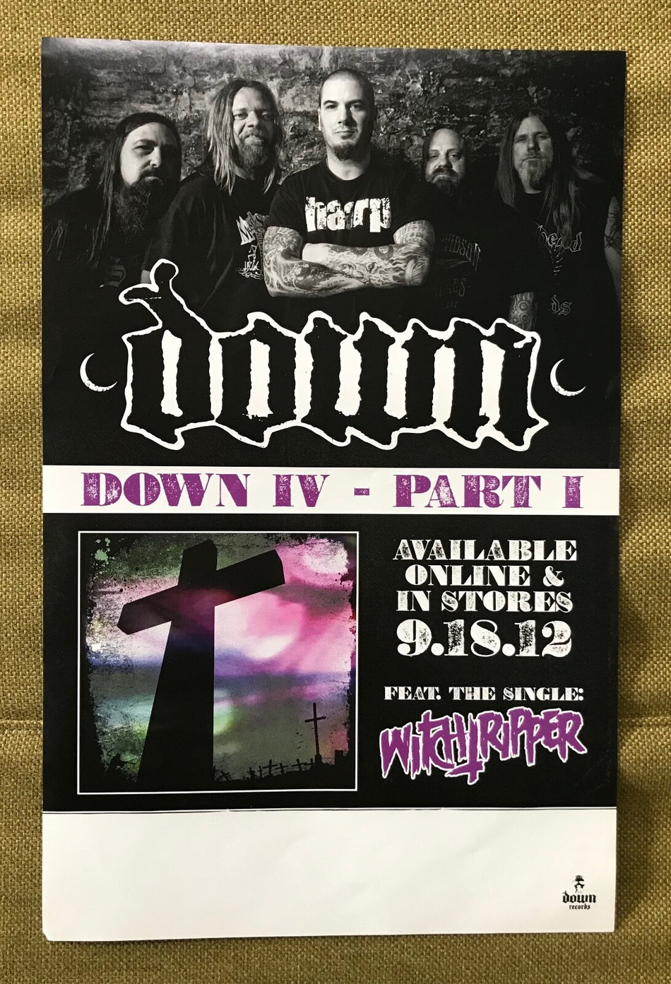 DOWN IV-PART I~11x17 PROMO POSTER~9/18/2012~FEAT. WITCHRIPPER~ANSELMO~PANTERA~14