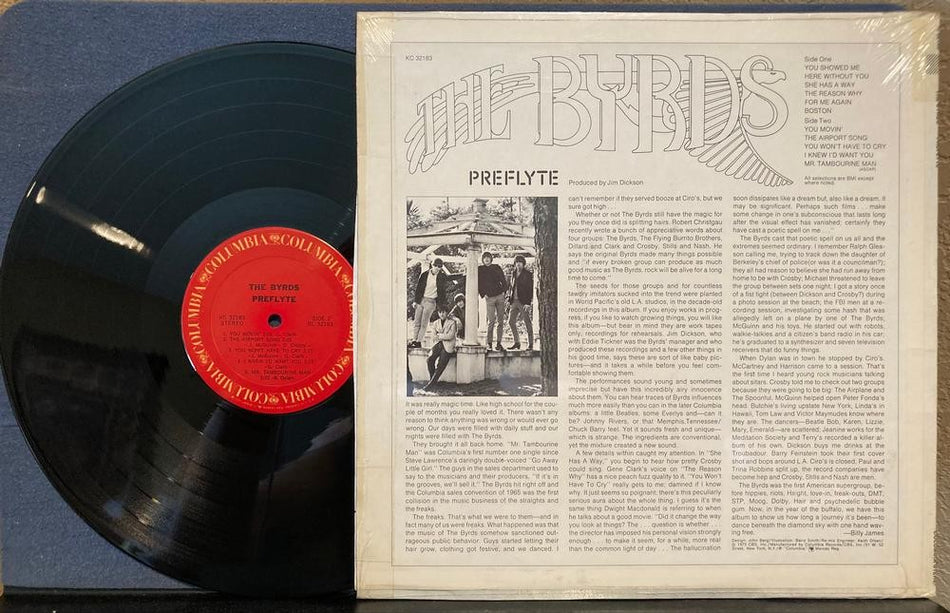 THE BYRDS PREFLYTE~NM 1973 COLUMBIA RE LP w/SHRINK~PSYCH~ALT COUNTRY~GENE CLARK