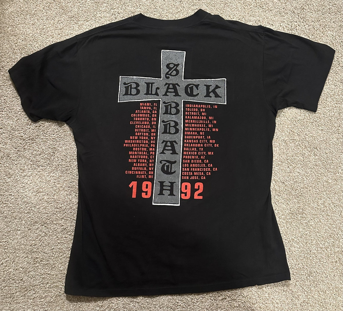 BLACK SABBATH CONCERT T-SHIRT~SINGLE-STITCH~1992~DEHUMANIZER TOUR~LG~BLACK~VTG