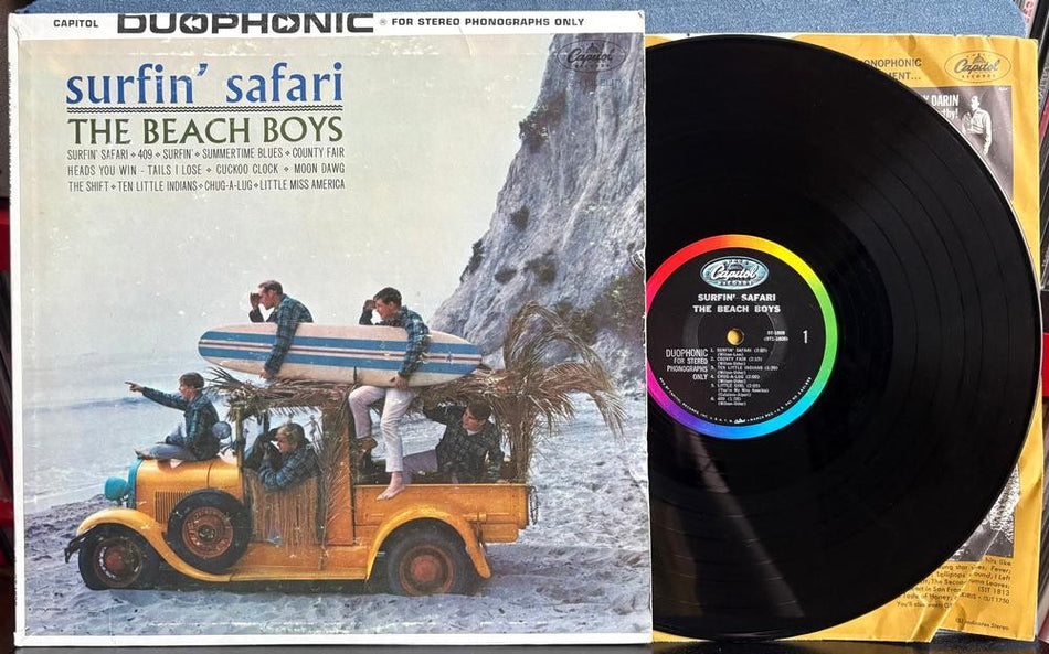 BEACH BOYS SURFIN' SAFARI~ORG 1962 CAPITOL LOS ANGELES DUOPHONIC LP~BRIAN WILSON