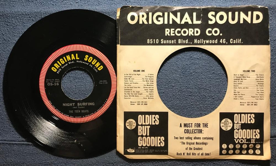 TEEN BEATS~CLAIR DE LUNE ROCK / NIGHT SURFING~1962 ORIGINAL SOUND 7-INCH 45~SURF