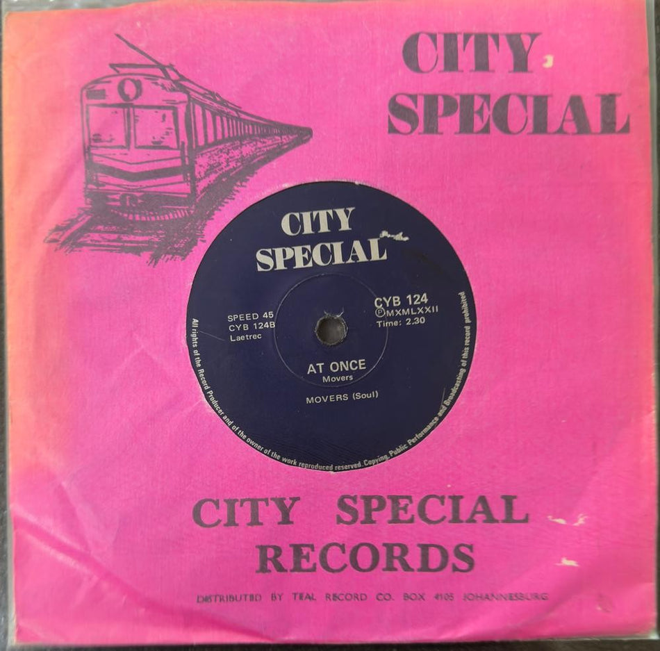 SO. AFRICA 45~THE MOVERS~GREEN LIGHT / AT ONCE~1972 CITY SPECIAL SOUL 7'~HEAR!