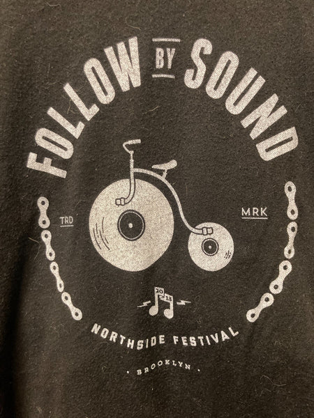VTG FOLLOW BY SOUND BROOKLYN NORTHSIDE FESTIVAL T-SHIRT~BIKES & MUSIC~LRG~BLACK