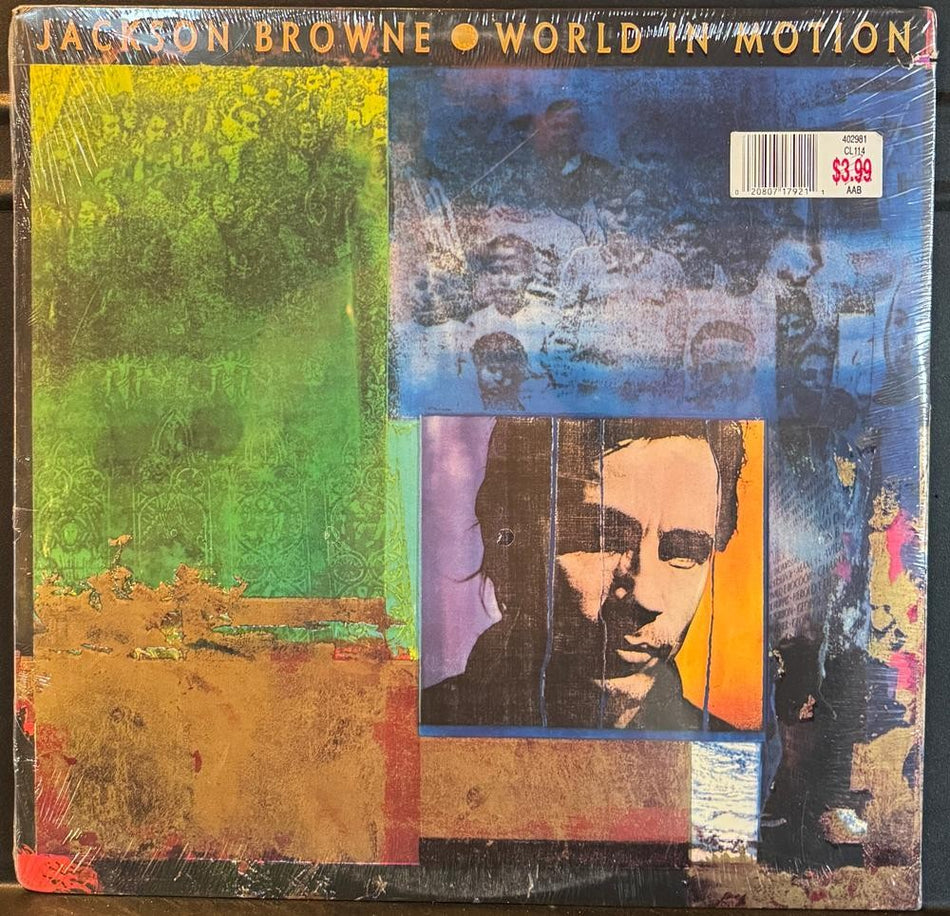 JACKSON BROWNE WORLD IN MOTION~SEALED ORIG 1989 LP~INNER~LINDLEY