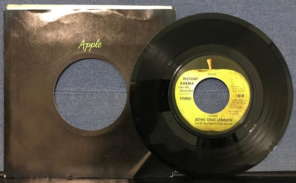 PLASTIC ONO BAND~INSTANT KARMA WE ALL SHINE ON~NM 1970 APPLE 7-INCH SNGL~LENNON
