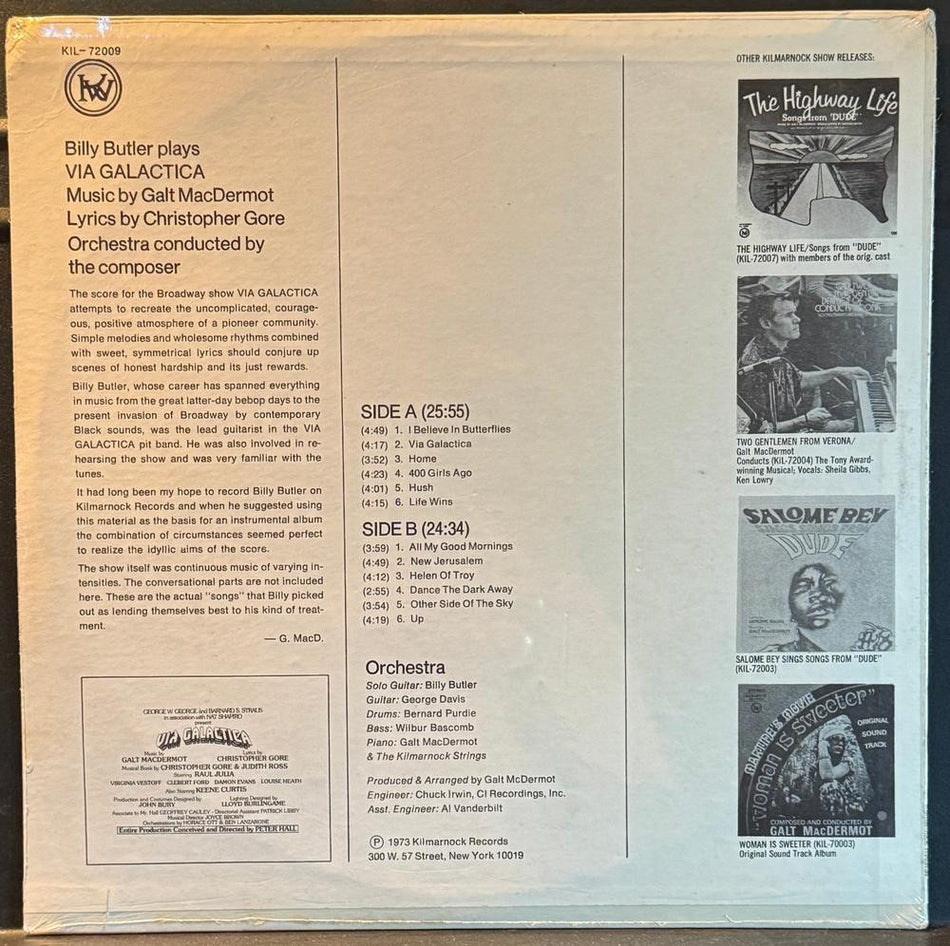 BILLY BUTLER VIA GALACTICA~MUSIC BY GALT MACDERMOT~SEALED 1973 FUNK JAZZ LP