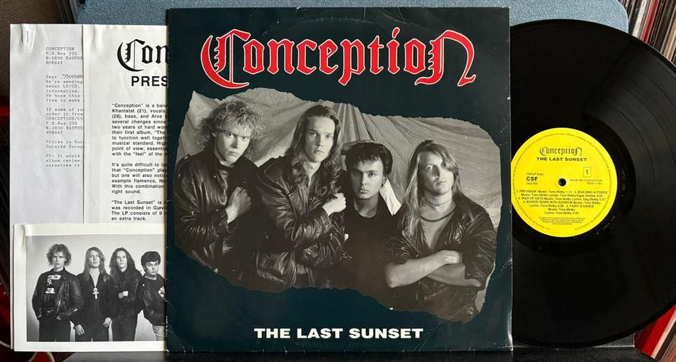CONCEPTION THE LAST SUNSET~RARE ORIG 1991 CSF RECORDS NORWAY LP w/PRESS KIT~PROG