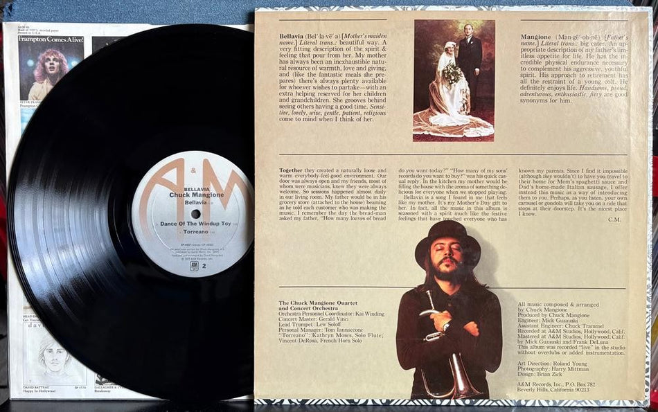 CHUCK MANGIONE BELLAVIA~ORIG 1975 A+M RECORDS FIRST PRESS VINYL LP~SP-4557~JAZZ