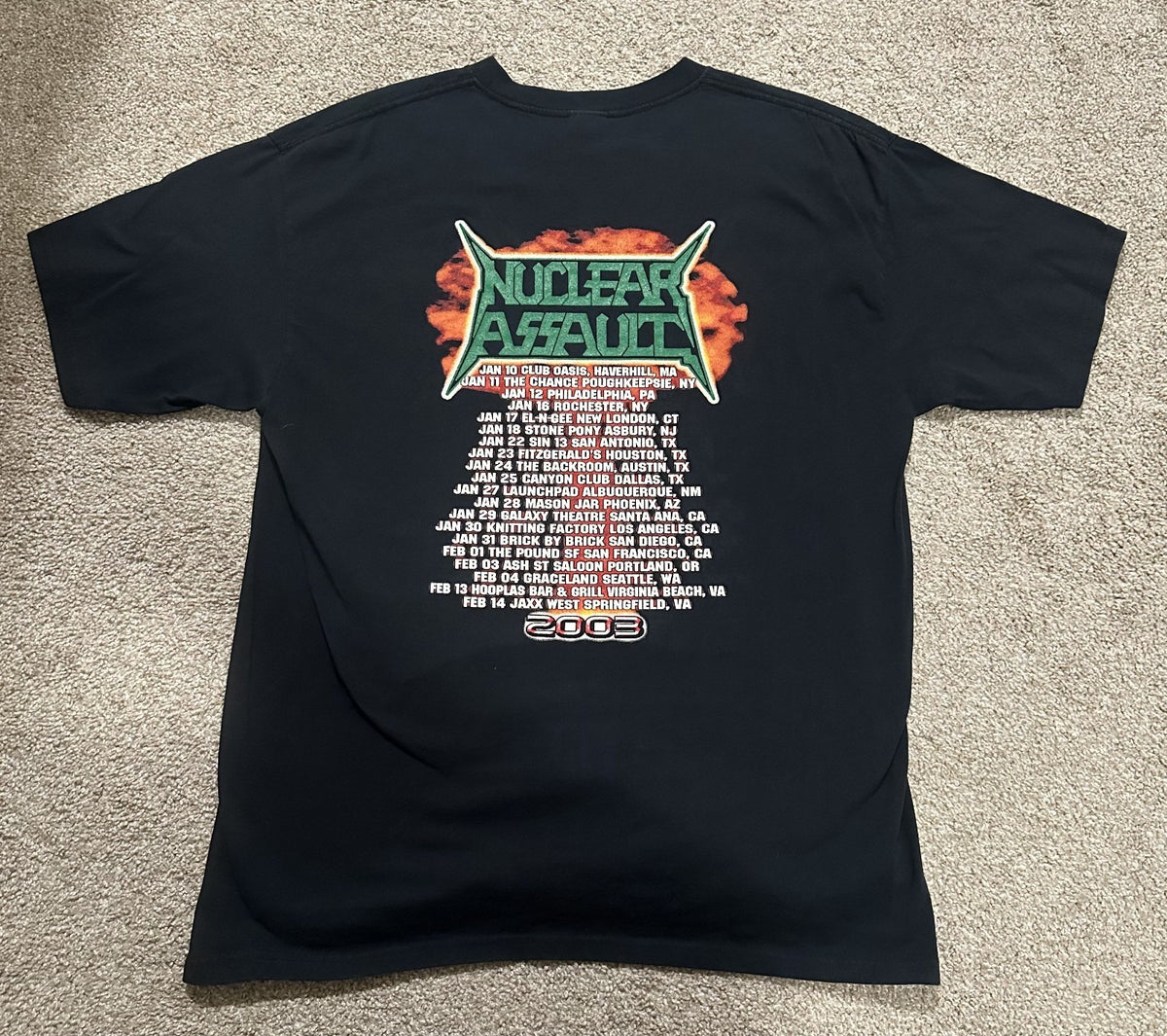 NUCLEAR ASSAULT CONCERT T-SHIRT~2003 TOUR~ORIGINAL~XL~BLACK~ANVIL~EXC COND~VTG