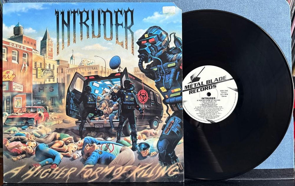 INTRUDER A HIGHER FORM OF KILLING~VG++ 1989 METAL BLADE RECORDS LP~THRASH METAL