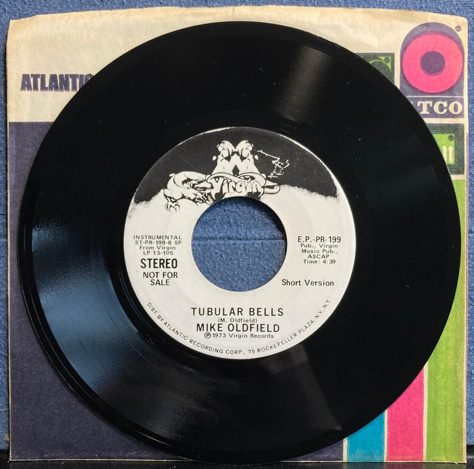 MILE OLDFIELD TUBULAR BELLS LONG/SHORT~NM '73 VIRGIN WHITE LBL PROMO 7-INCH SNGL