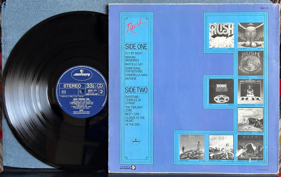 RUSH THROUGH TIME~1982 MERCURY HOLLAND REISSUE LP~COMPILATION~PROG~PEART~LIFESON