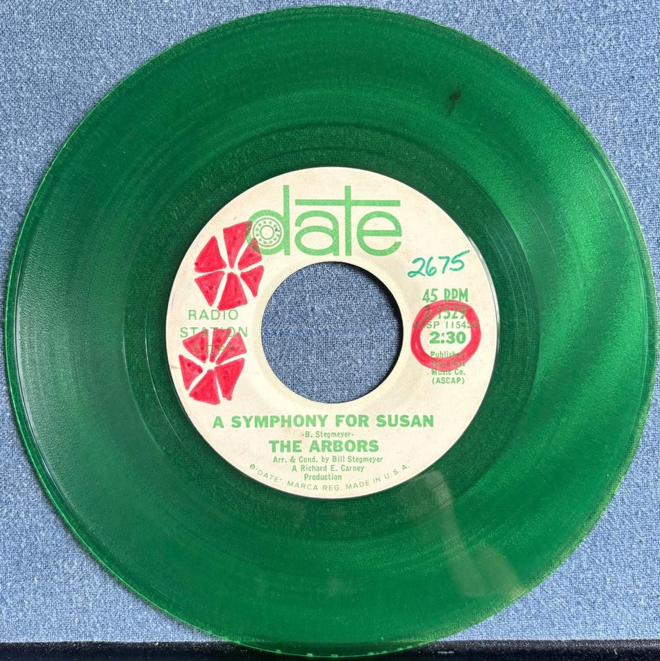 THE ARBORS A SYMPHONY FOR SUSAN~1966 DATE PROMO GREEN VINYL 7-INCH 45 SINGLE~POP