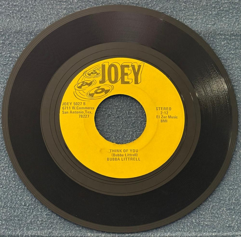 BUBBA LITTRELL~HER LOVIN TAKES ALL MY CRYIN TIME~70s JOEY 7-INCH 45~COUNTRY~TX