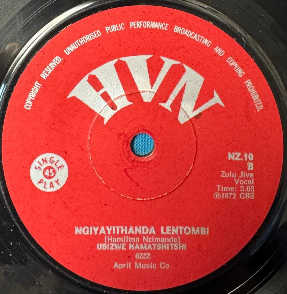 SO AFRICA 45~USIZWE NAMATSHITSHI MAYFAIR JIVE/ LENTOMBI~1972 HVN ZULU JIVE~HEAR