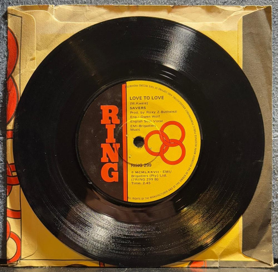 SOUTH AFRICA 45~THE SAVERS~COME WITH ME GIRL /LOVE TO LOVE~1977 RING SOUL 7~HEAR