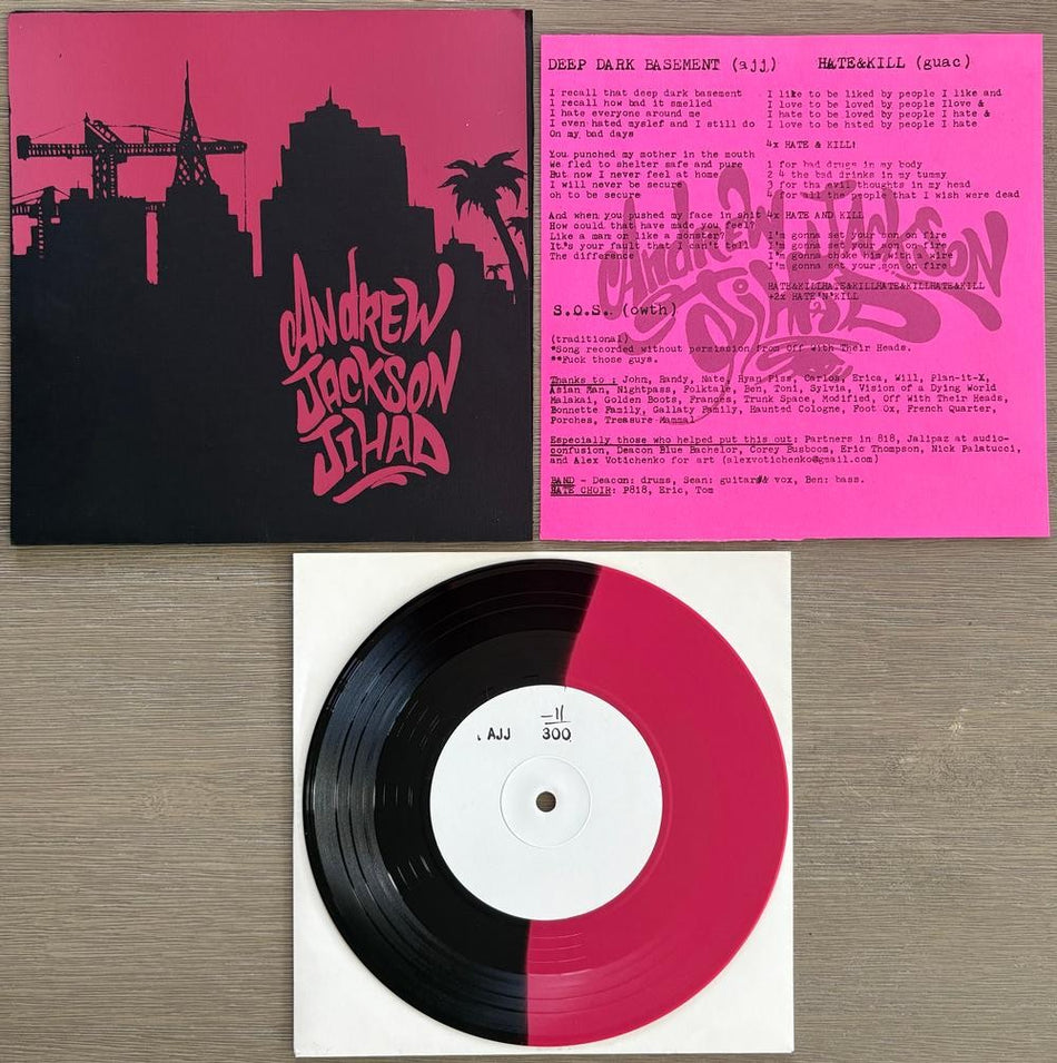 ANDREW JACKSON JIHAD~PARTNERS IN 818~LMTD SPLIT 7-INCH #11/300 BLACK/PINK 45~AJJ