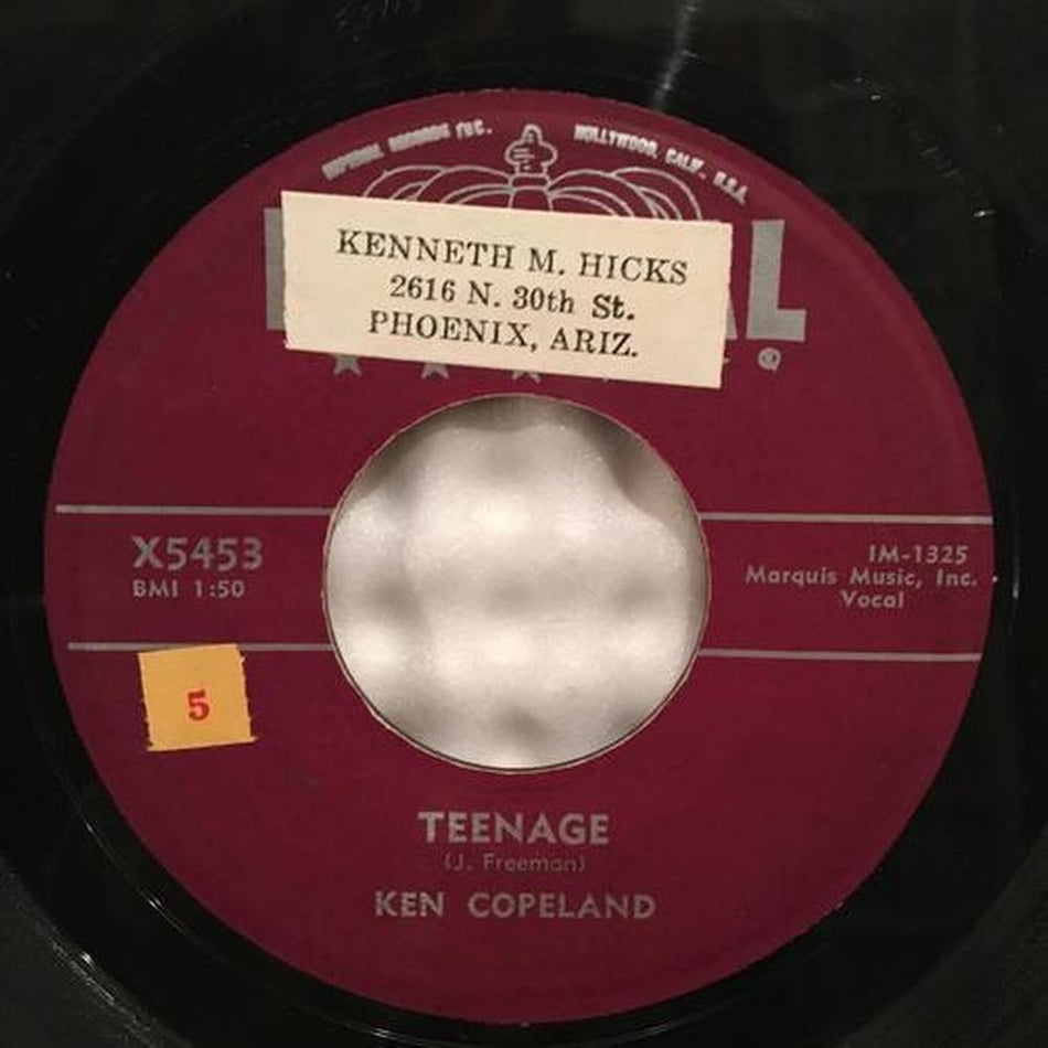 KEN COPELAND TEENAGE/ BED OF LIES~ORIG 1957 TEEN ROCKER 7' on IMPERIAL